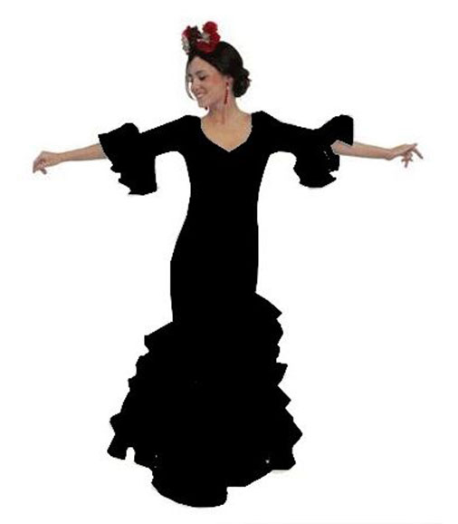 Economic Black Plain Color Flamenca Dress